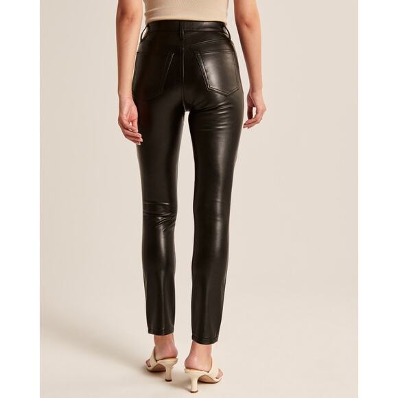 NWOT Albercrombie & Fitch Vegan Leather Skinny Pant Black 28 6 - Picture 6 of 7